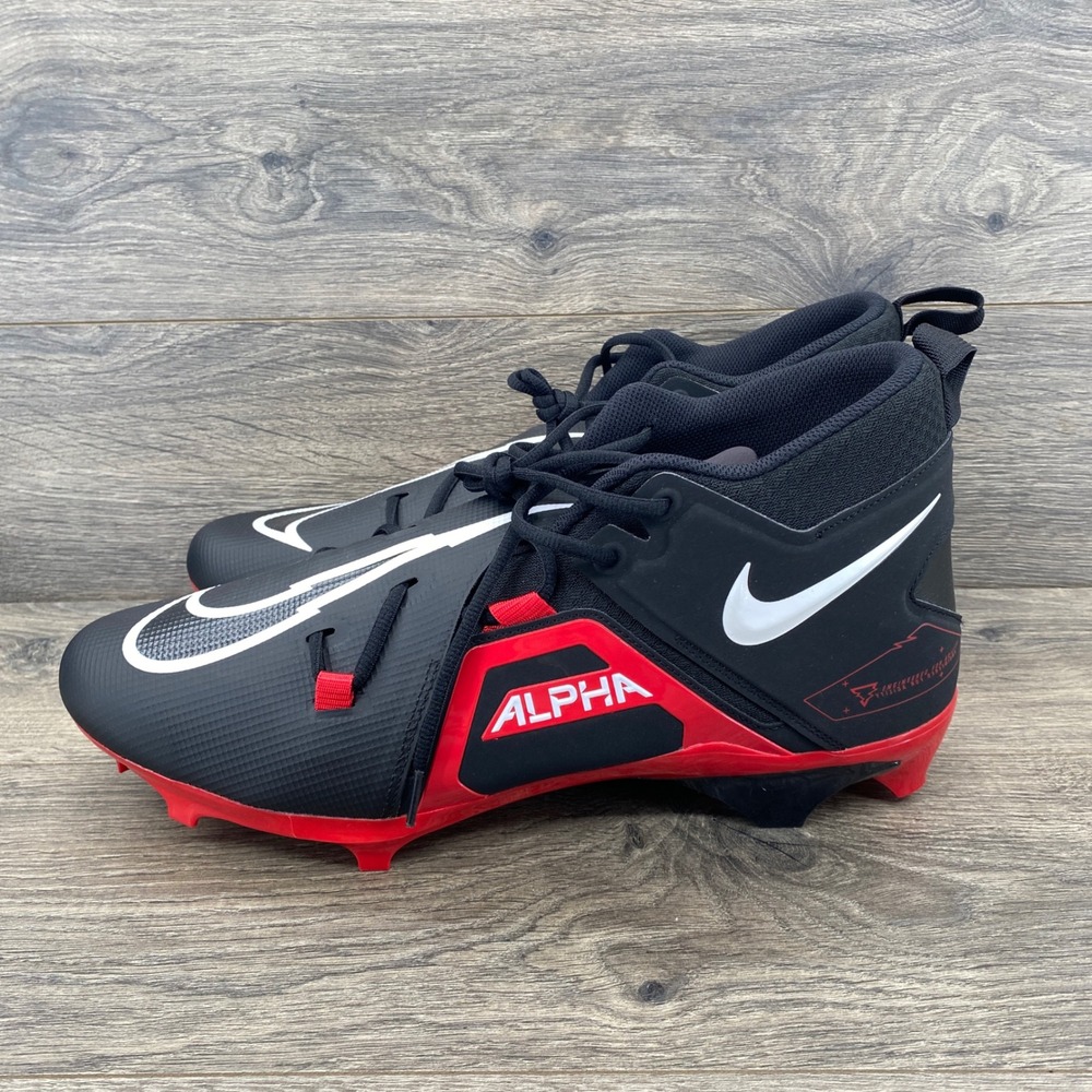 Nike Alpha Menace Pro 3 Football Cleats Mens 16 Black Red DM1788-003